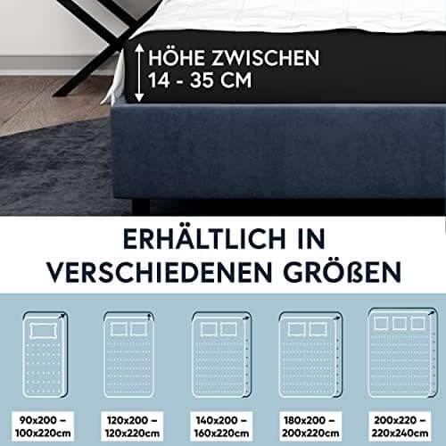 MOON-Luxury Spannbettlaken/Spannbetttuch Jersey-Stretch 230 g/m² OEKO-TEX – anthrazit, 90×200–100×220