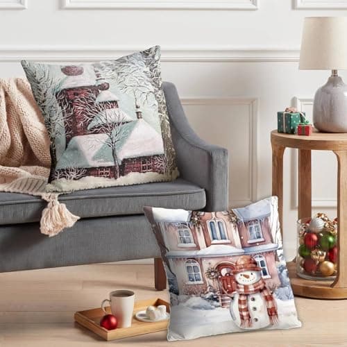 Aitsite 4er-Pack Weihnachts-Kissenbezüge 45 x 45 cm – Winterliche Dekoration für Sofa & Wohnzimmer