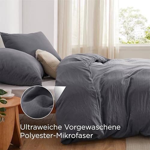 BEDSURE Bettwäsche 135x200 4‑teilig – Weiches Baumwoll‑Feeling Bettwäsche‑Set 135 x 200 cm, inkl. 2 Kissenbezüge 80x80,