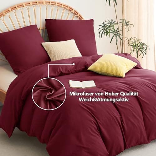WAVVE Bettwäsche 135x200 – 4‑teiliges Mikrofaser‑Set Anthrazit (inkl. 2×80×80 cm Kissenbezüge) mit Reißverschluss, OEKO‑