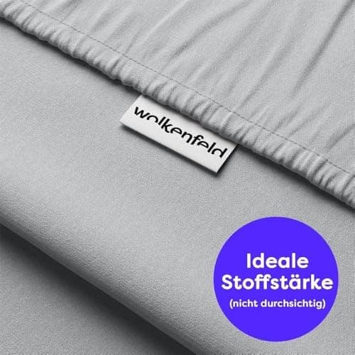 Wolkenfeld Spannbettlaken 180x200–200x220 cm | Premium Jersey-Baumwolle mit 5% Lycra | Für Matratzen bis 40 cm – Anthraz