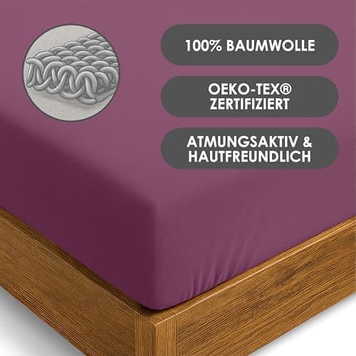Jersey-Spannbettlaken / Spannbetttuch – 100% Baumwolle, 180x200–200x200 cm