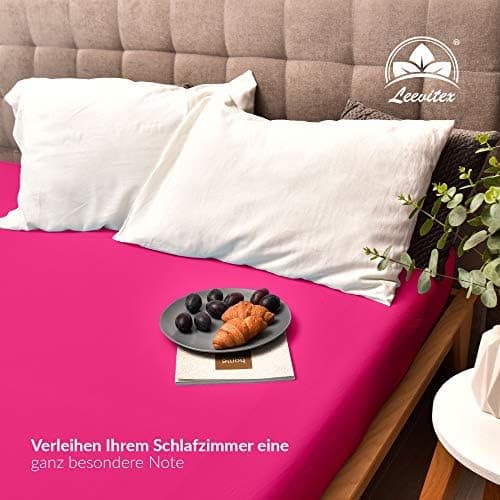 leevitex® Spannbettlaken 180x200–200x200 cm | 100% Jersey-Baumwolle | für Matratzen bis 25 cm