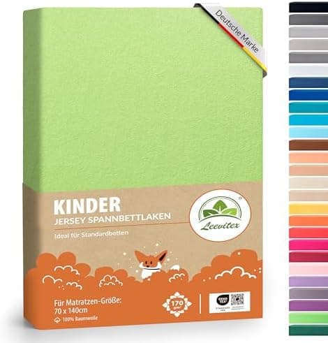 leevitex® Spannbettlaken 180x200–200x200 cm | 100% Jersey-Baumwolle | für Matratzen bis 25 cm