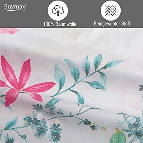 Buymax® Bettwäsche 200x200 3‑teilig (inkl. 2 x 80x80) – 100% Baumwolle Renforcé, OEKO‑TEX STANDARD 100