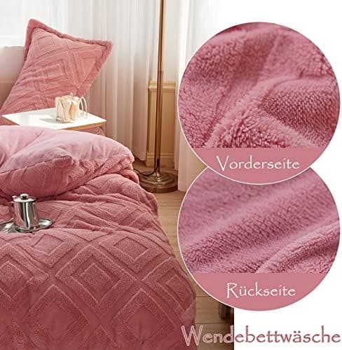 Kuschelige Plüsch-Bettwäsche 135x200 cm – Teddy-Fleece, extra warm, inkl. Kissenbezug 80x80 cm (Grau)