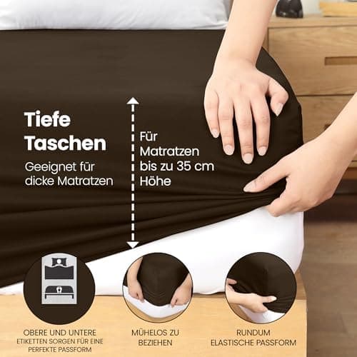 Utopia Bedding Spannbettlaken 180×200 cm – Grau, gebürstete Polyester‑Mikrofaser, OEKO‑TEX zertifiziert