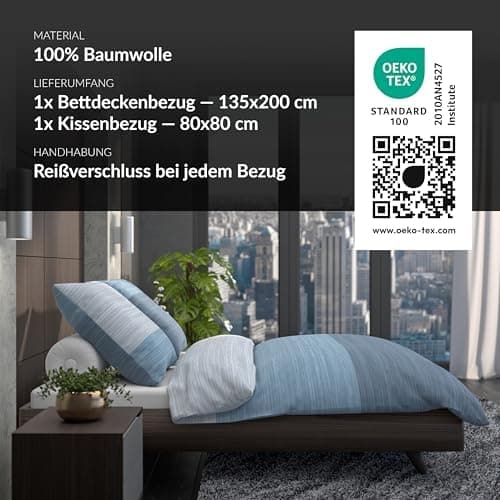 LARAWELL Bettwäsche-Set 135x200 Baumwolle