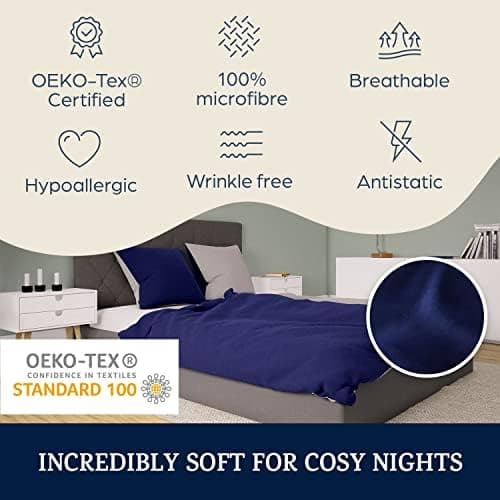 sleepwise Bettwäsche 135x200 Mikrofaser – ÖKO‑TEX zertifiziert, bügelfrei & knitterfrei, 2‑tlg. (inkl. 80x80 cm Kissenbe