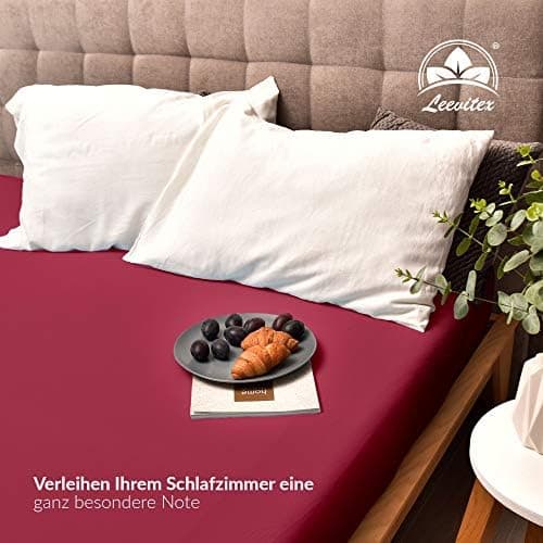 leevitex® Spannbettlaken 180x200–200x200 cm | 100% Jersey-Baumwolle | für Matratzen bis 25 cm