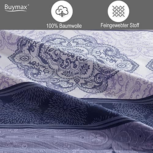 Buymax® Bettwäsche 200x200 3‑teilig (inkl. 2 x 80x80) – 100% Baumwolle Renforcé, OEKO‑TEX STANDARD 100