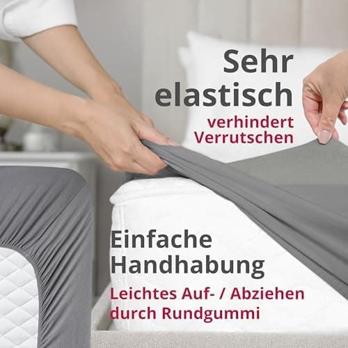 Greenline Spannbettlaken Premium Jersey – 100% Baumwolle, Champagner, 180–200x200 cm, bis 30 cm (auch für Boxspringbette
