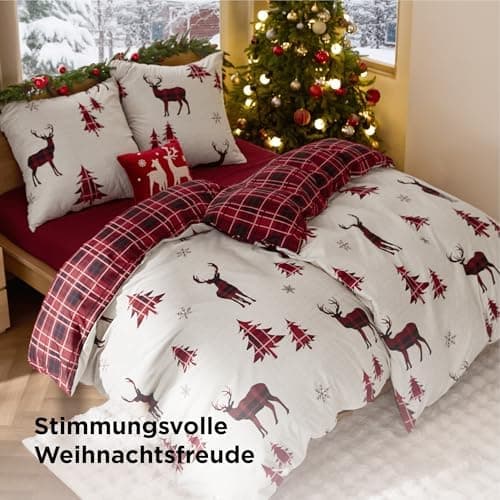 BEDSURE Bettwäsche-Set 135x200 (4-teilig) – Wendebettwäsche OEKO-TEX STANDARD 100 mit Reißverschluss, 2×80x80 Kissenbezü