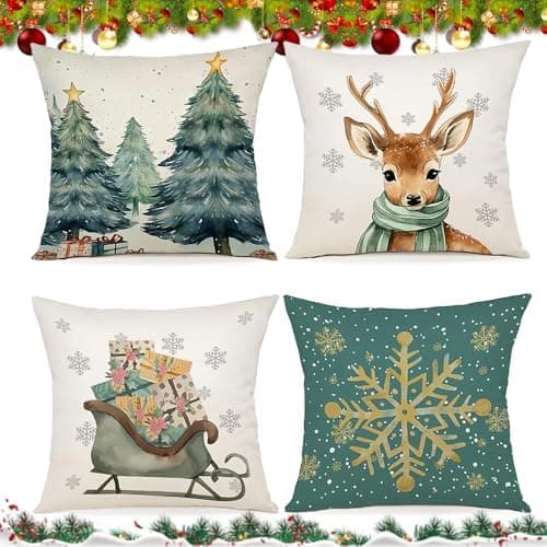 4er Set Kissenbezüge Weihnachten 40×80 cm – festliche Kissenhüllen für Sofa & Wohnzimmer