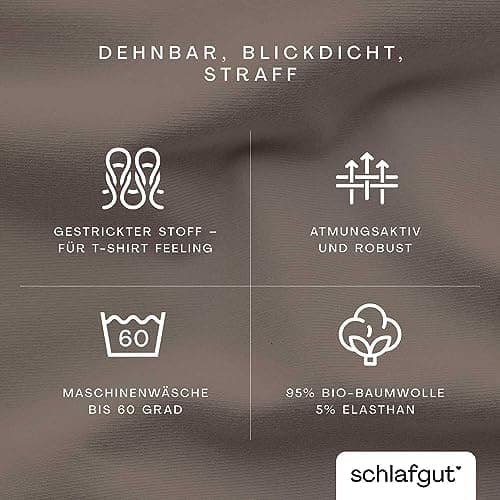 Schlafgut Pure Spannbettlaken 90x200 bis 100x220 cm – 95% Bio-Baumwolle & 5% Elasthan, Oeko-TEX zertifiziert – passend f