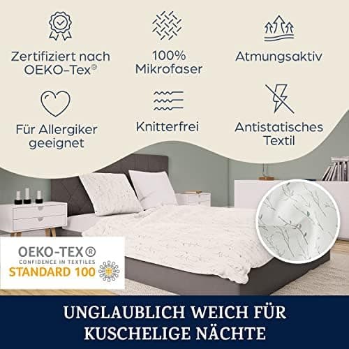 sleepwise Bettwäsche 135x200 Mikrofaser – ÖKO‑TEX zertifiziert, bügelfrei & knitterfrei, 2‑tlg. (inkl. 80x80 cm Kissenbe