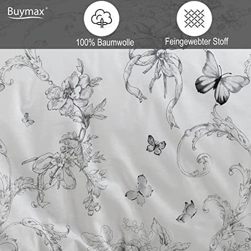 Buymax® Bettwäsche 200x200 3‑teilig (inkl. 2 x 80x80) – 100% Baumwolle Renforcé, OEKO‑TEX STANDARD 100