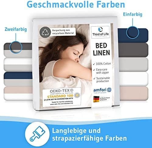 Bettwäsche 135x200 – 100% Renforce Baumwolle (OEKO-TEX STANDARD 100) | Set: Bettbezug 135x200 + Kissenbezug 80x80