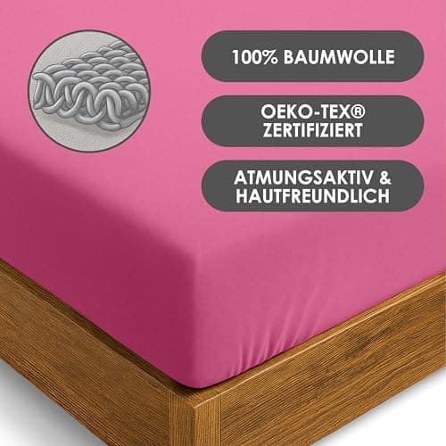 Jersey-Spannbettlaken / Spannbetttuch – 100% Baumwolle, 180x200–200x200 cm