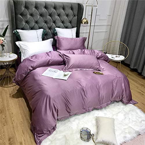 AB Version Bettwäsche-Set 4‑teilig – Pure Cotton Washed Silk, einfarbig für 1,5 m Bett