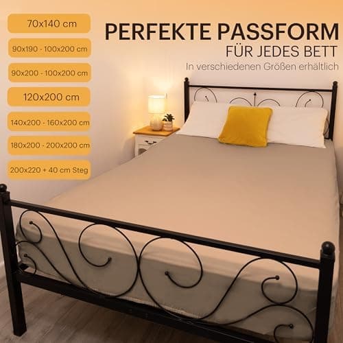 NatureMark Jersey-Spannbettlaken 2er-Pack – 100% Baumwolle, 90 x 200–100 x 200 cm, Creme/Natur
