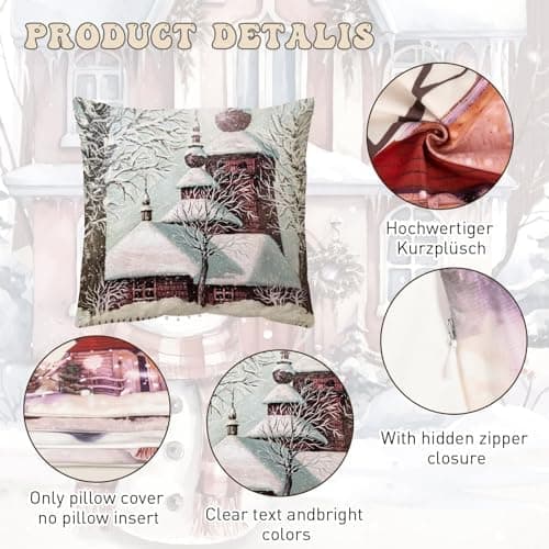 Aitsite 4er-Pack Weihnachts-Kissenbezüge 45 x 45 cm – Winterliche Dekoration für Sofa & Wohnzimmer