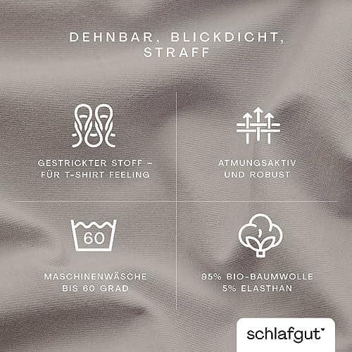 Schlafgut Pure Spannbettlaken 90x200 bis 100x220 cm – 95% Bio-Baumwolle & 5% Elasthan, Oeko-TEX zertifiziert – passend f