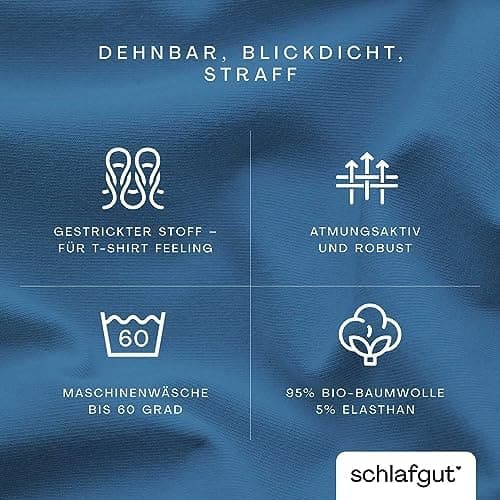 Schlafgut Pure Spannbettlaken 90x200 bis 100x220 cm – 95% Bio-Baumwolle & 5% Elasthan, Oeko-TEX zertifiziert – passend f