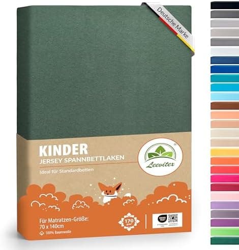 leevitex® Spannbettlaken 180x200–200x200 cm | 100% Jersey-Baumwolle | für Matratzen bis 25 cm