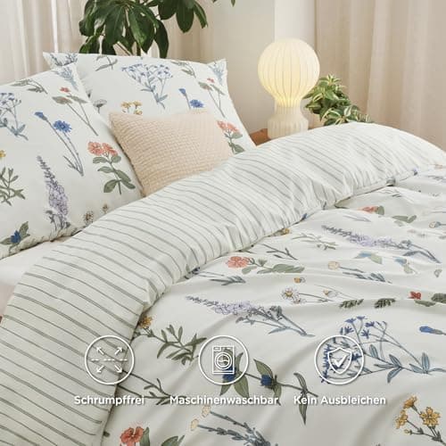 BEDSURE Bettwäsche-Set 135x200 (4-teilig) – Wendebettwäsche OEKO-TEX STANDARD 100 mit Reißverschluss, 2×80x80 Kissenbezü