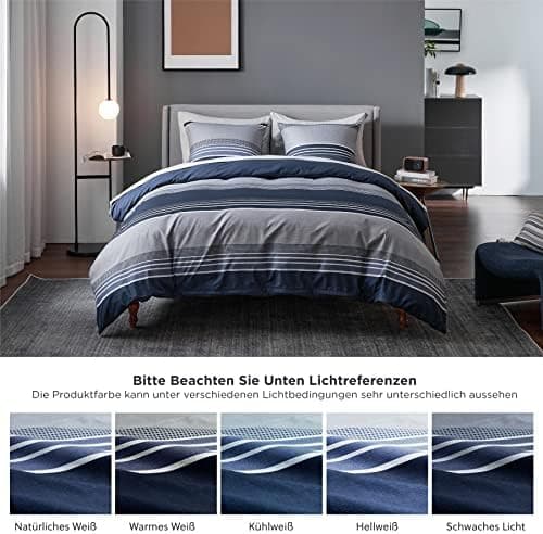 BEDSURE Bettwäsche-Set 135x200 (4-teilig) – Wendebettwäsche OEKO-TEX STANDARD 100 mit Reißverschluss, 2×80x80 Kissenbezü