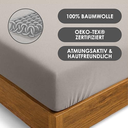 Jersey-Spannbettlaken / Spannbetttuch – 100% Baumwolle, 180x200–200x200 cm