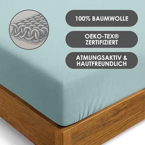 Jersey-Spannbettlaken / Spannbetttuch – 100% Baumwolle, 180x200–200x200 cm