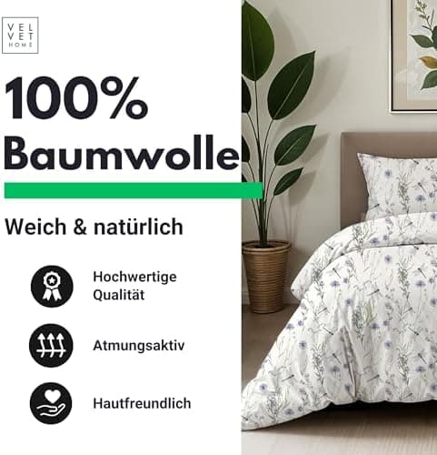 Bettwäsche 155x220 Baumwolle Jeans Blau – 2-teilig mit Reißverschluss, Bettbezug 155x220 + Kissenbezug 80x80