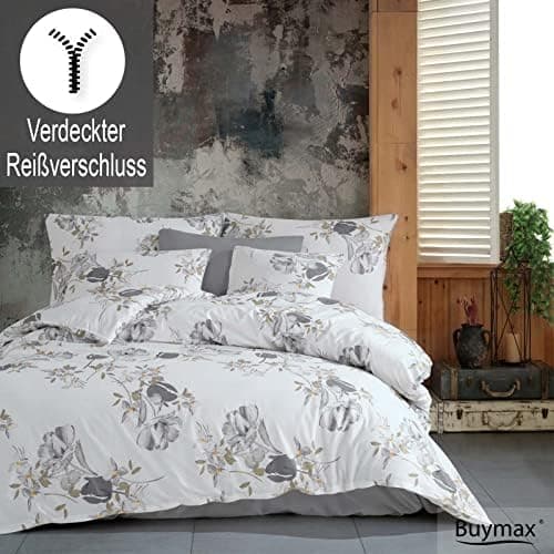 Buymax® Bettwäsche 200x200 3‑teilig (inkl. 2 x 80x80) – 100% Baumwolle Renforcé, OEKO‑TEX STANDARD 100