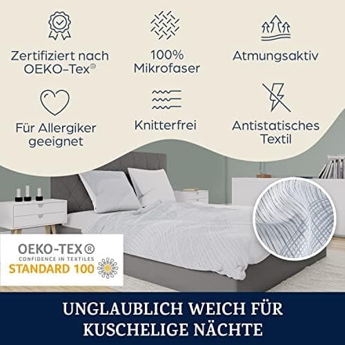 sleepwise Bettwäsche 135x200 Mikrofaser – ÖKO‑TEX zertifiziert, bügelfrei & knitterfrei, 2‑tlg. (inkl. 80x80 cm Kissenbe