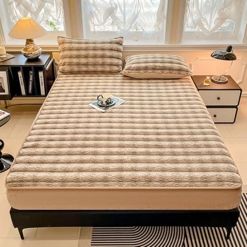 Warme Plüsch-Spannbettlaken Luxus-Flanell – 150×200 cm, passend für Matratzen 5–28 cm (Spannbettlaken + 2 Kissenbezüge)