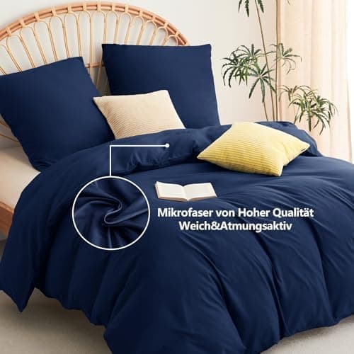 WAVVE Bettwäsche 135x200 – 4‑teiliges Mikrofaser‑Set Anthrazit (inkl. 2×80×80 cm Kissenbezüge) mit Reißverschluss, OEKO‑