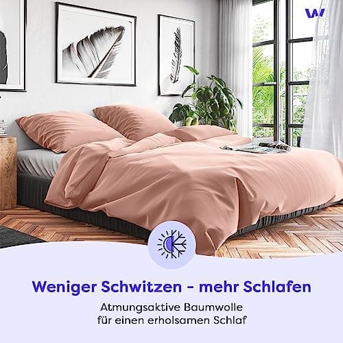 Wolkenfeld Baumwolle-Bettwäsche 135x200 mit Kissenbezug 80x80 – Atmungsaktiv, Hautfreundlich & Pflegeleicht – Hellgrau