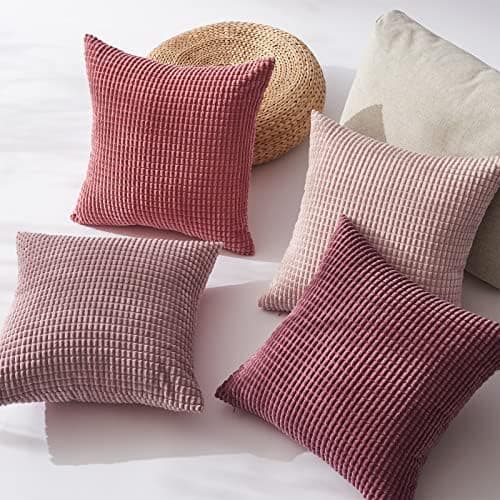 Topfinel Kissenbezüge 40x40 cm 4er-Set Rosa – Cord-Optik, flauschig, GRS‑zertifiziert