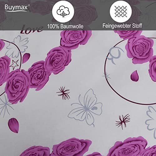 Buymax® Bettwäsche 200x200 3‑teilig (inkl. 2 x 80x80) – 100% Baumwolle Renforcé, OEKO‑TEX STANDARD 100