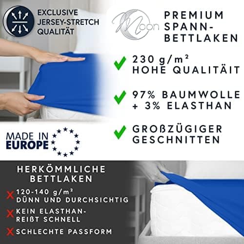 MOON-Luxury Spannbettlaken/Spannbetttuch Jersey-Stretch 230 g/m² OEKO-TEX – anthrazit, 90×200–100×220