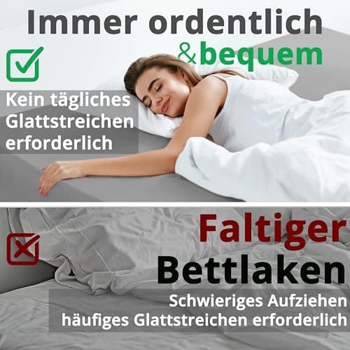 Greenline Spannbettlaken Premium Jersey – 100% Baumwolle, Champagner, 180–200x200 cm, bis 30 cm (auch für Boxspringbette