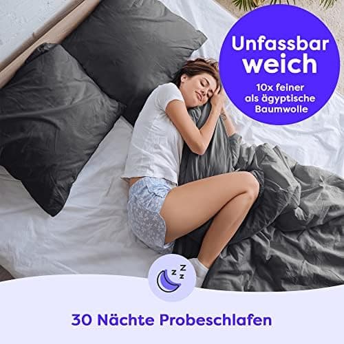 Bettwäsche 135×200 cm – Anthrazit, kuschelig weich & bügelfrei – ÖKO‑TEX MADE IN GREEN | 1x Bettbezug 135×200 + 1x Kisse