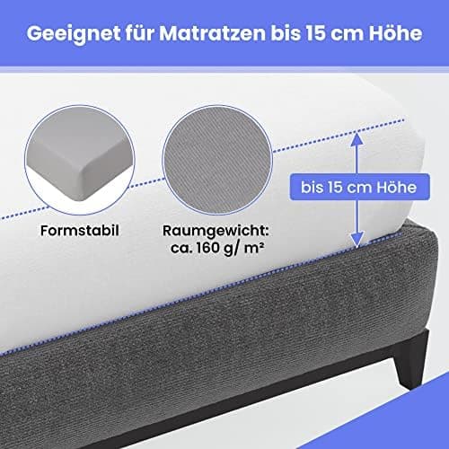 Best for Kids Spannbettlaken – 100% Baumwolle Jersey, 90 x 200 cm (Violett) – In 22 Farben & 9 Größen
