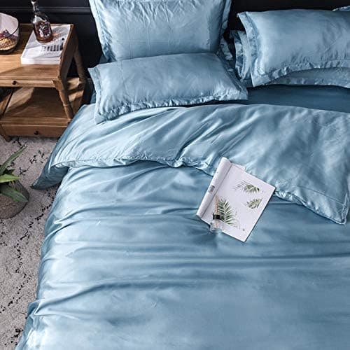 Bettwäsche-Set aus reiner Seide – Blau, Queen- & King-Size