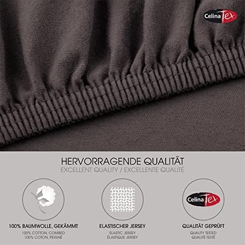 CelinaTex Jersey-Spannbettlaken 90x200–100x200 cm bis 26 cm Matratzenhöhe | 100% gekämmte Baumwolle | OEKO‑TEX STANDARD