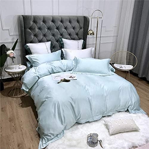 AB Version Bettwäsche-Set 4‑teilig – Pure Cotton Washed Silk, einfarbig für 1,5 m Bett