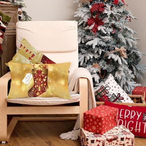 4er Set Kissenbezüge Weihnachten 40×80 cm – festliche Kissenhüllen für Sofa & Wohnzimmer
