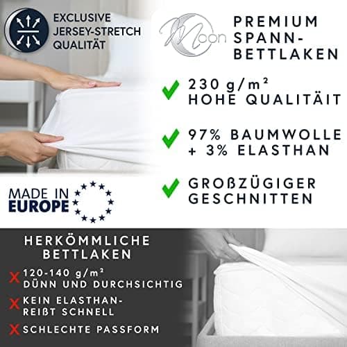 MOON-Luxury Spannbettlaken/Spannbetttuch Jersey-Stretch 230 g/m² OEKO-TEX – anthrazit, 90×200–100×220